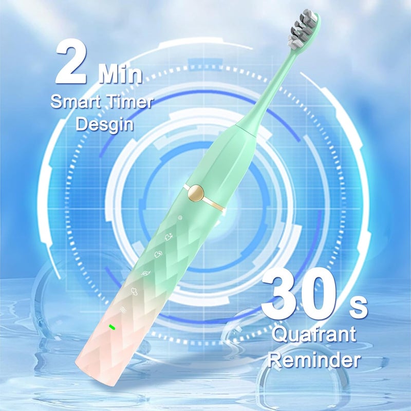 Seapeoa Electric Toothbrush Set, Equipped with 10 Brush Heads and Travel case, IPX8 Waterproof, 2-Minute Timer, 42000 high-Frequency Vibrations, 5 Modes, The First Choice for Gift Giving - Image 4
